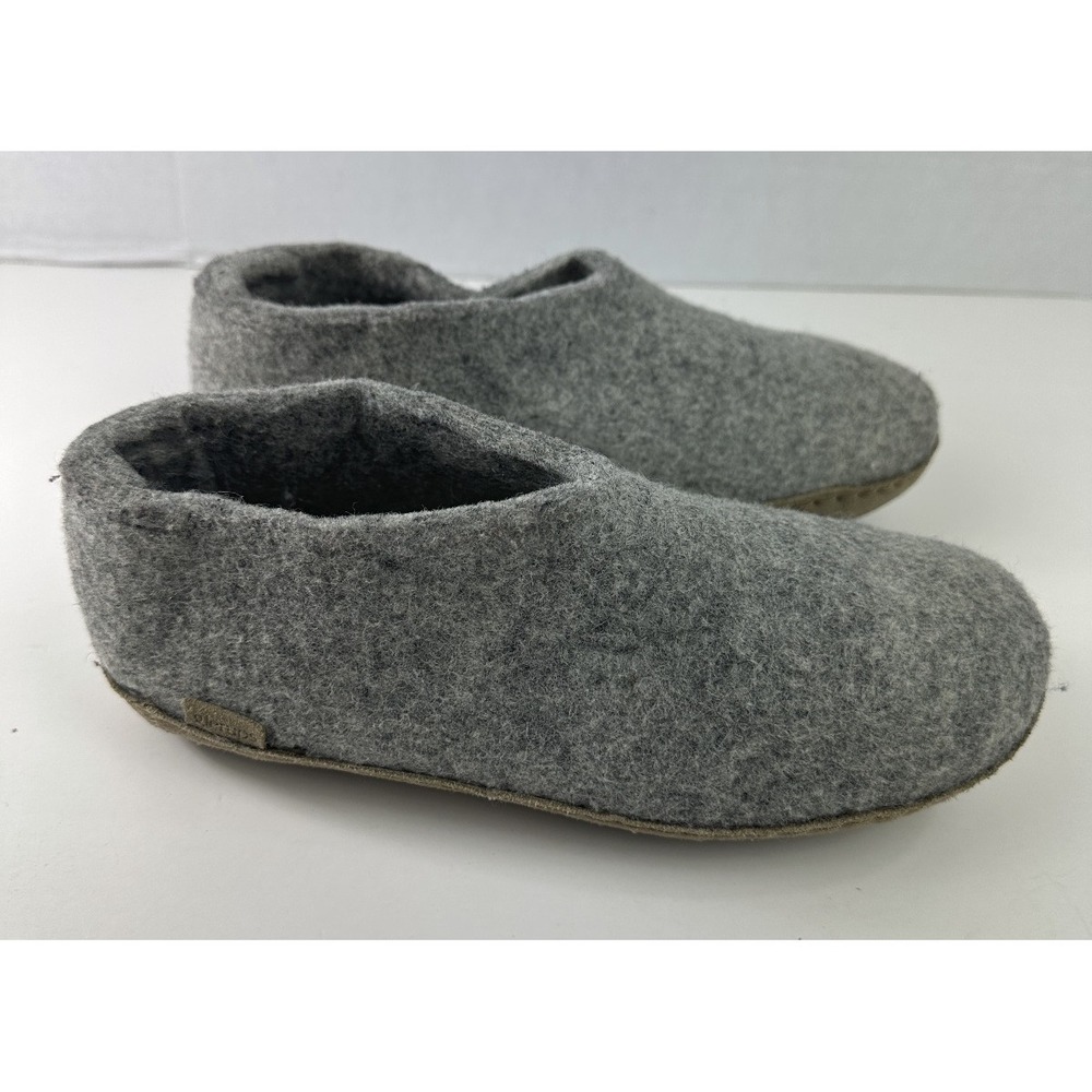 Glerups Wool Shoe W/ Leather Sole Grey Slippers EU Size 38 Equals US W 8 | M 6.5 - Picture 2 of 14